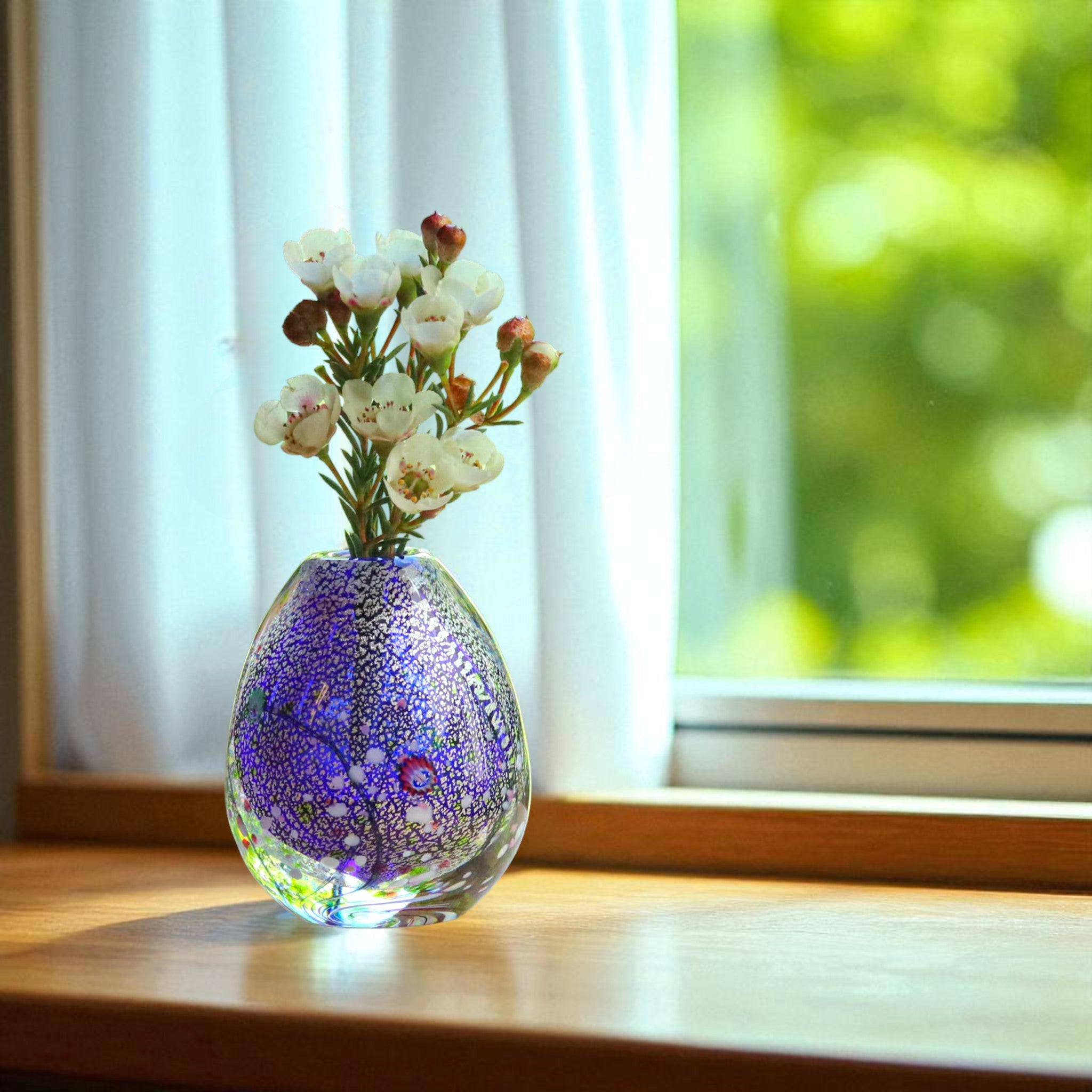 綾ガラス 一輪挿し | 光琳 爽 | コバルトブルー | グラスアート黒木