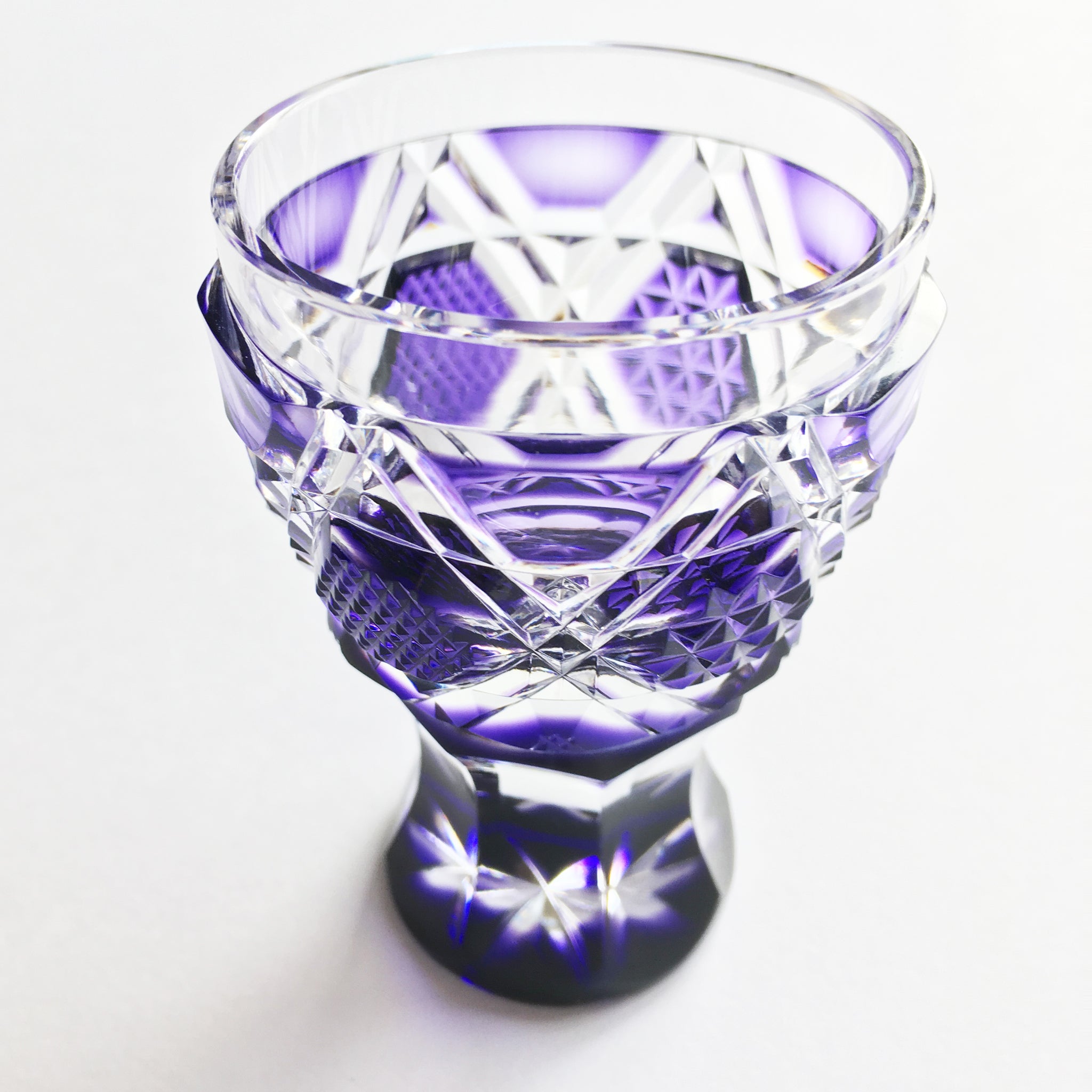 薩摩切子 台付きグラス | 馬上杯 | 金紫 | 薩摩びーどろ工芸