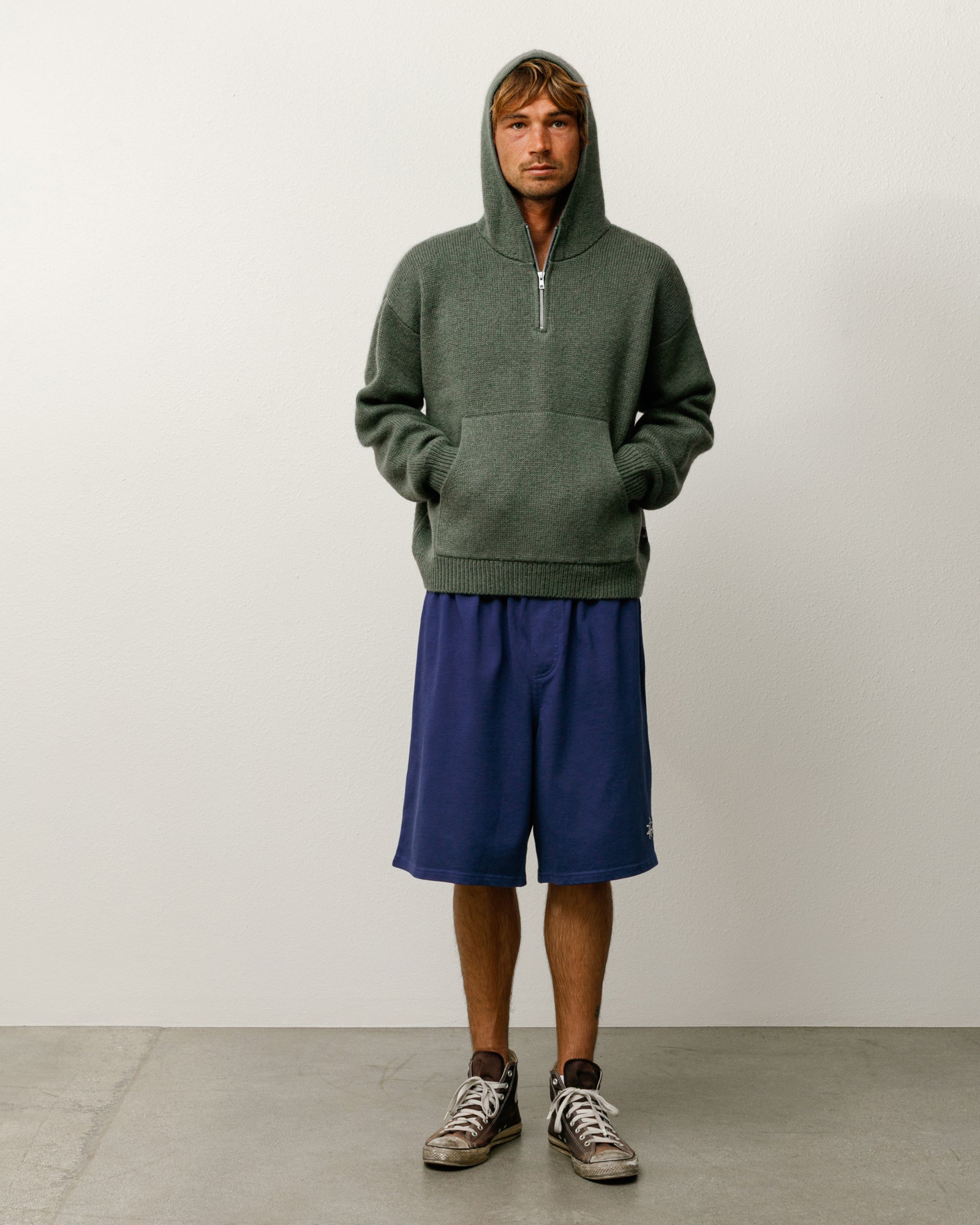 Quarter Zip Knit Hoodie – Green | Tops & Knits | Stüssy Japan