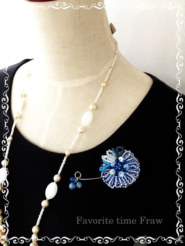 ビーズクロッシェ アクセサリーキット お花のブローチとバッグチャーム