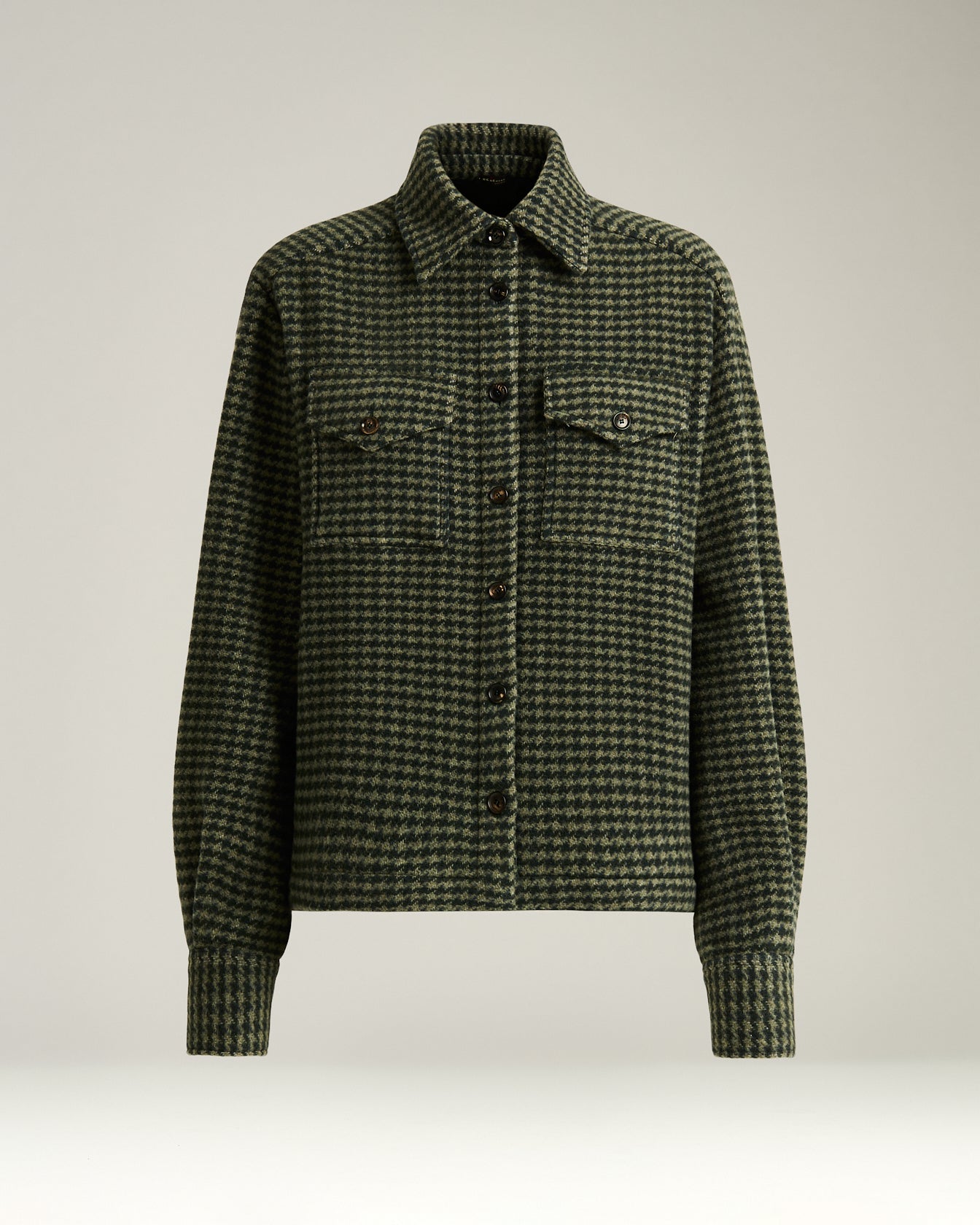 Women's Green Houndstooth Pure Cashmere Overshirt | Kiton