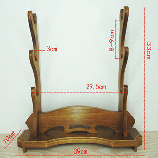 刀掛け 3本掛け 3段 刀スタンド 台座付き 無垢材 刀掛台 原木 刀置き