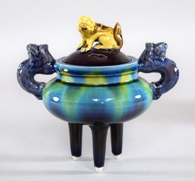 三代徳田八十吉（正彦）「彩釉香炉」共箱 絵画買取・販売の小竹美術