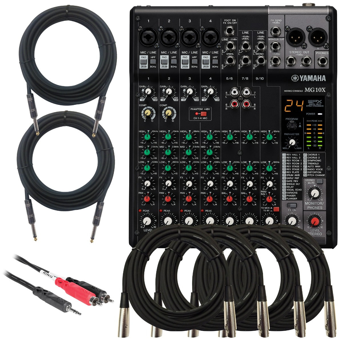 Yamaha MG10X 10-Input Stereo Mixer with Effects CABLE KIT – Kraft