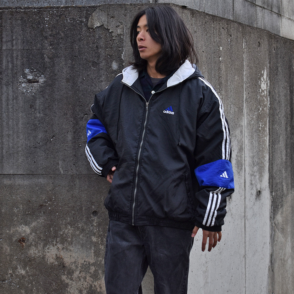 90's adidas 中綿入り フード付き ナイロンジャケット 231119