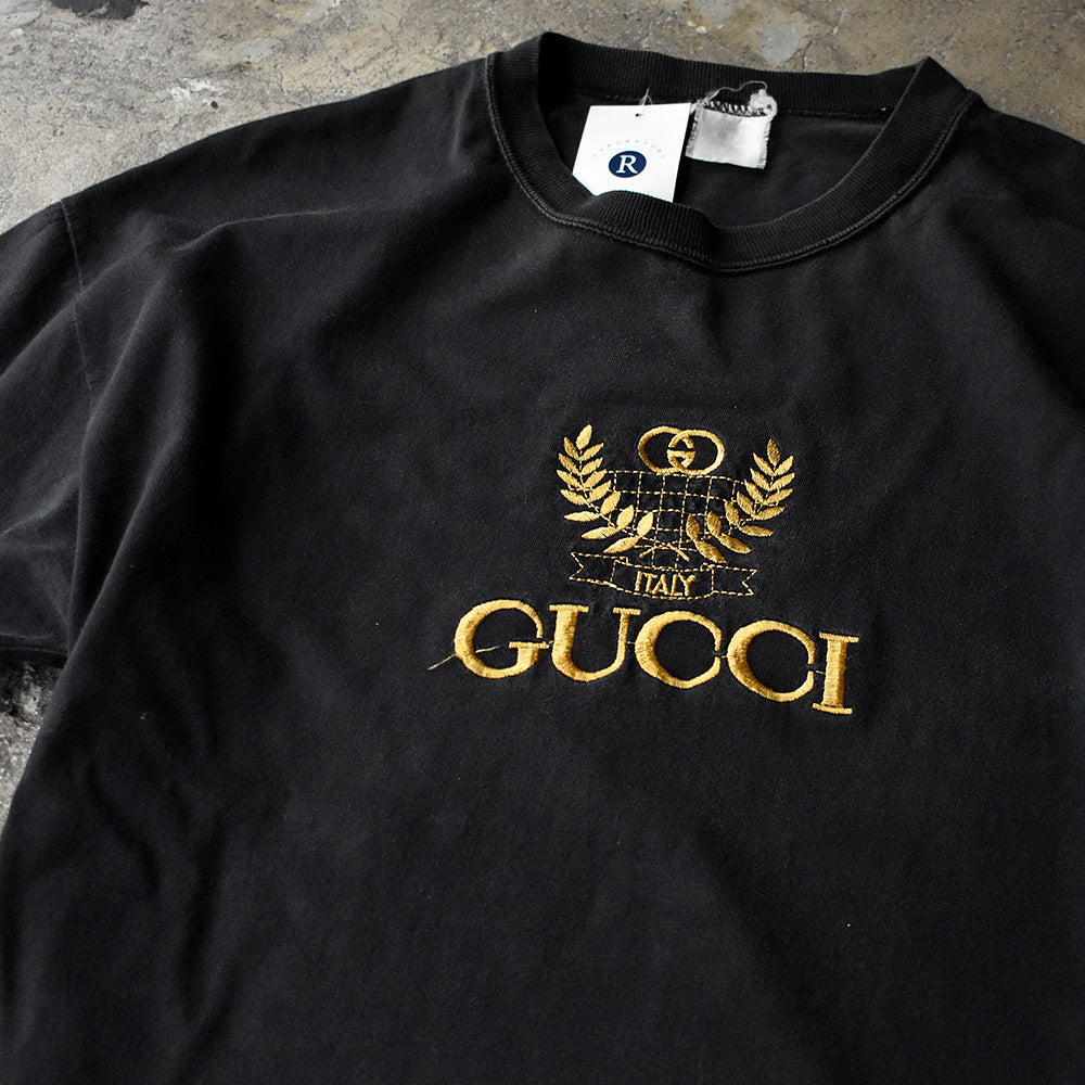 90's ブートレグ “GUCCI” ブラック×ゴールド刺繍！Tシャツ 250604H