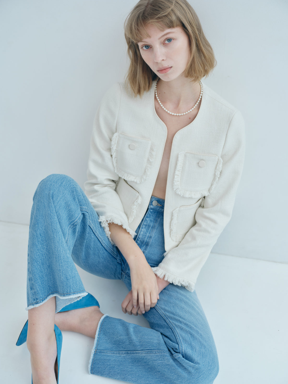 再入荷】Fringe tweed Jacket – L'AUBE BLANC