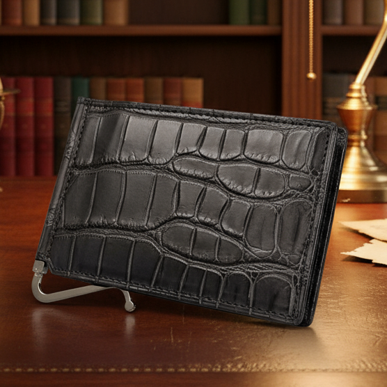 クロコダイル マネークリップ(札ばさみ) メンズ財布 ワニ革 マット