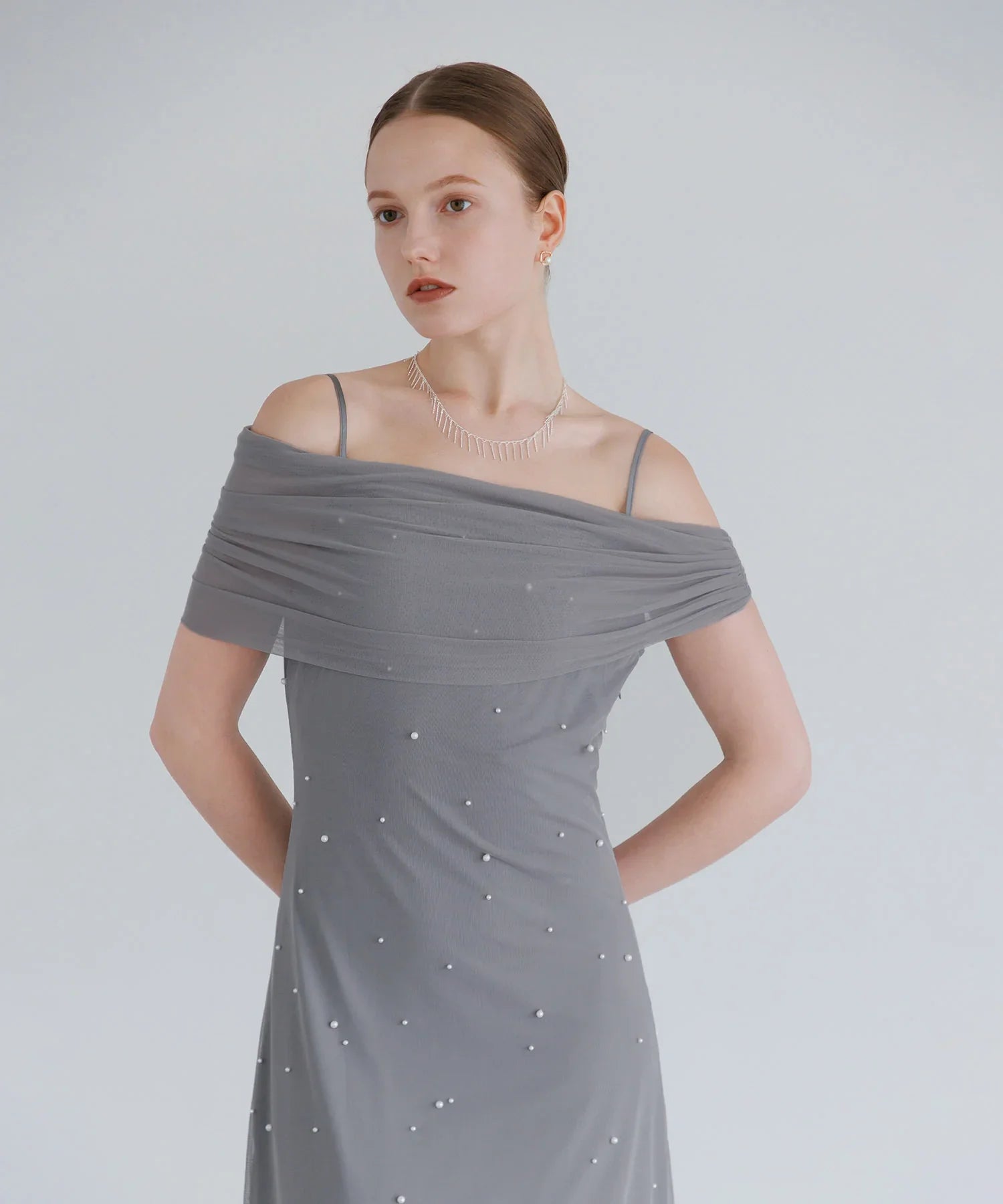 予約販売】2WAYチュールトップスパールAラインワンピース結婚式ドレス