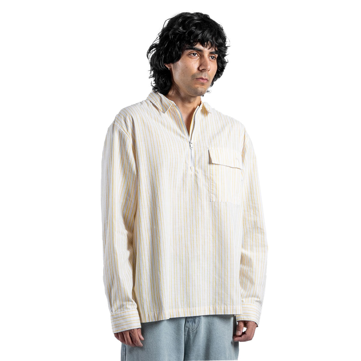 MMQ Men's Half-Zip Relaxed Fit Shirt 'Sunny Yellow'