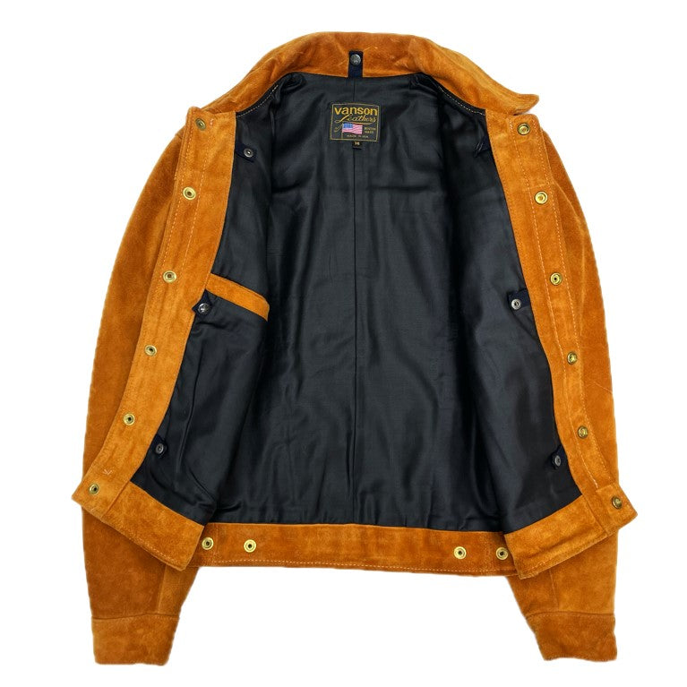 VINTAGE) MADE IN USA VANSON 2 POCKET SUEDE TRUCKER JACKET – Linco