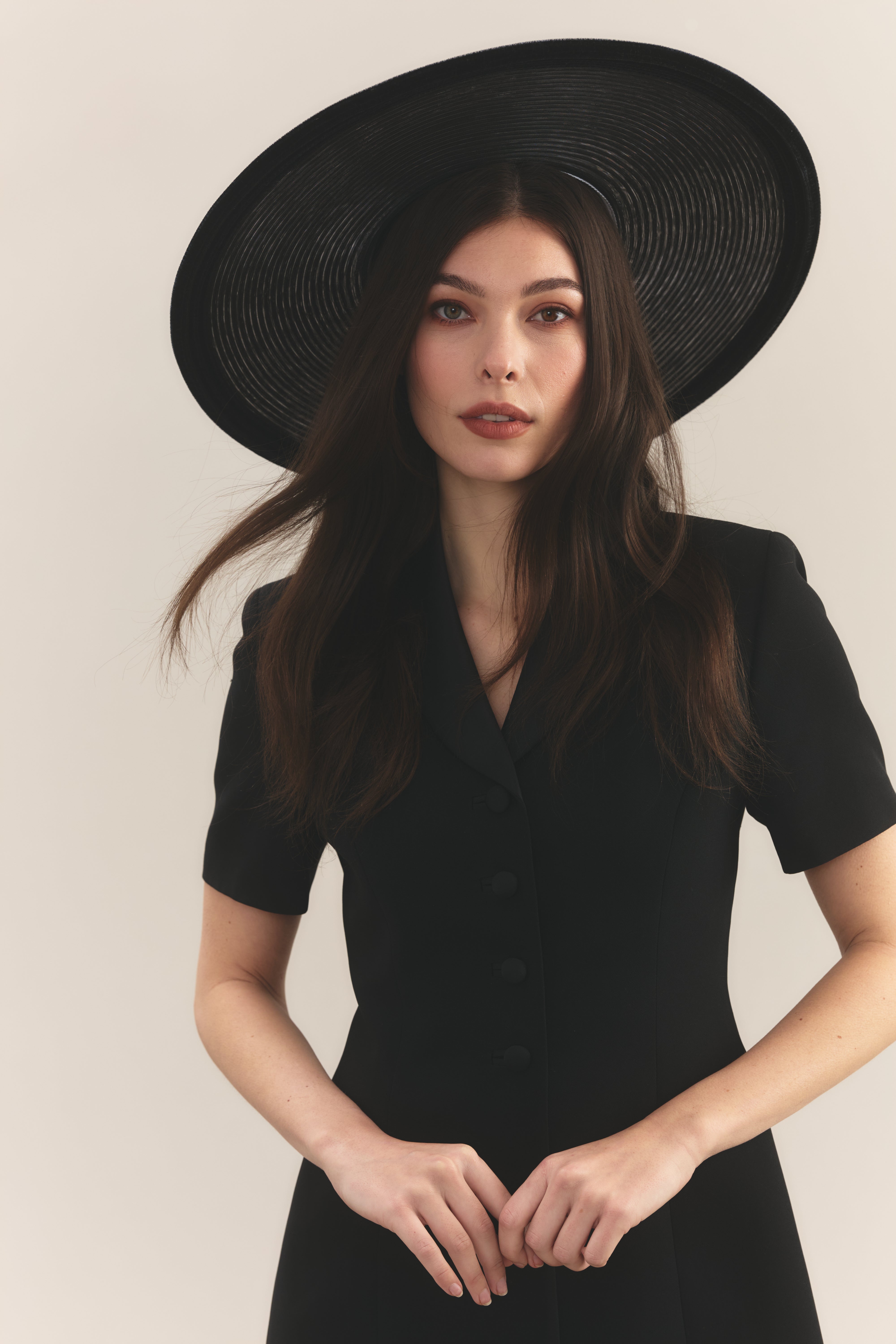 Vintage-Inspired Black Wide-Brim | The Walton Wide Boater Gigi