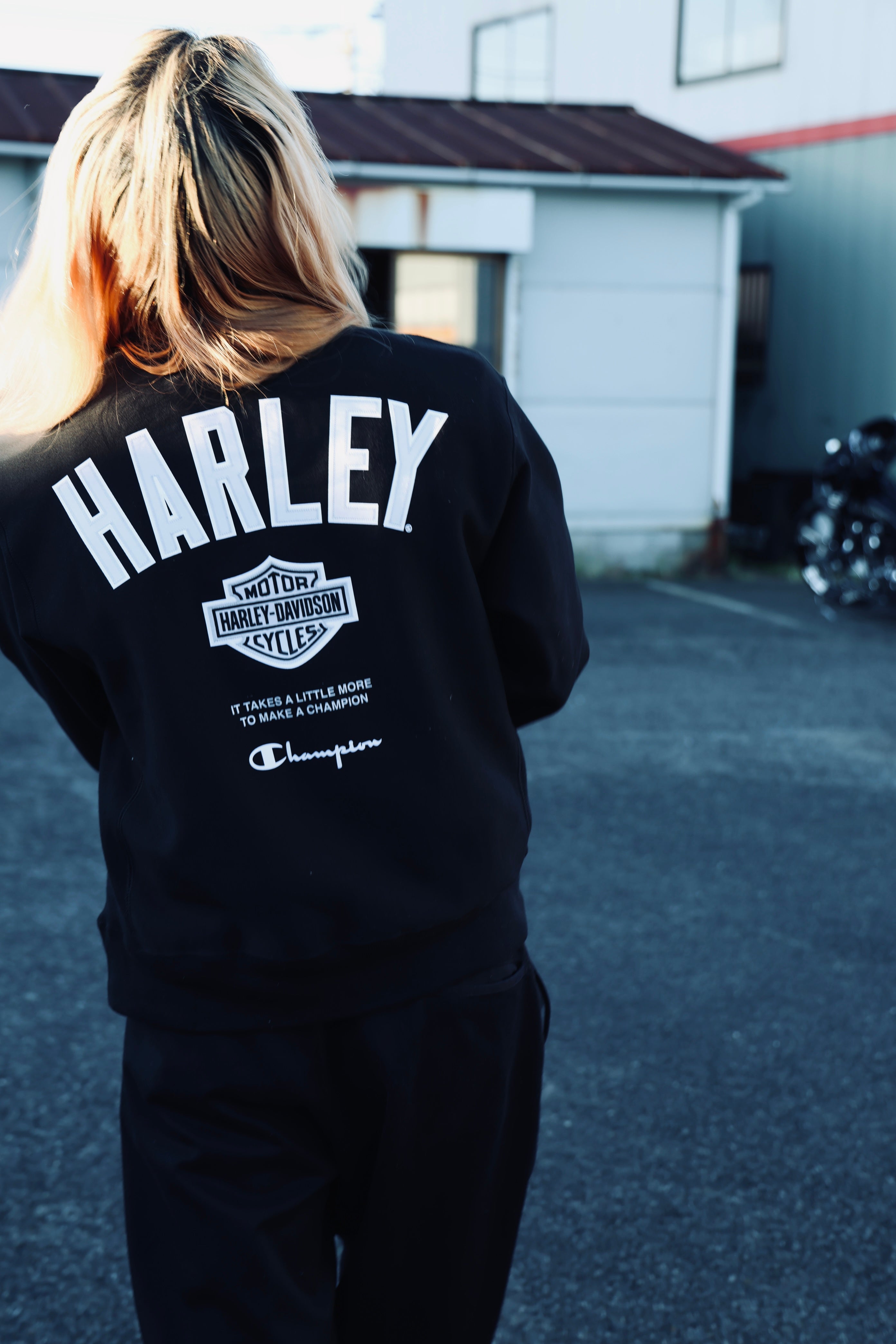 Champion x Harley-Davidson Fanatic Crew Neck Sweatshirt Black