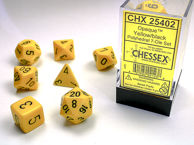 Chessex: Opaque - Yellow/Black - Polyhedral 7-Die Set (CHX25402