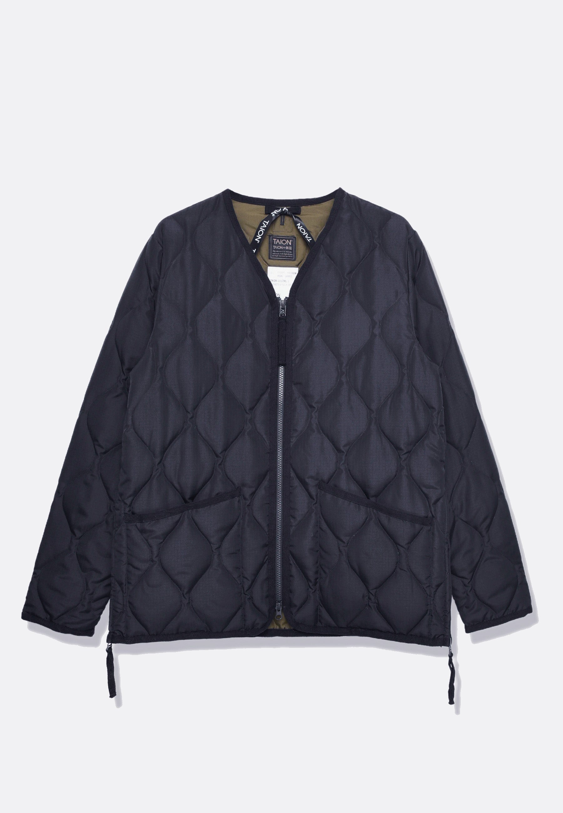 Taion | Buy Military Zip V Neck Down Jacket - Black online | Good