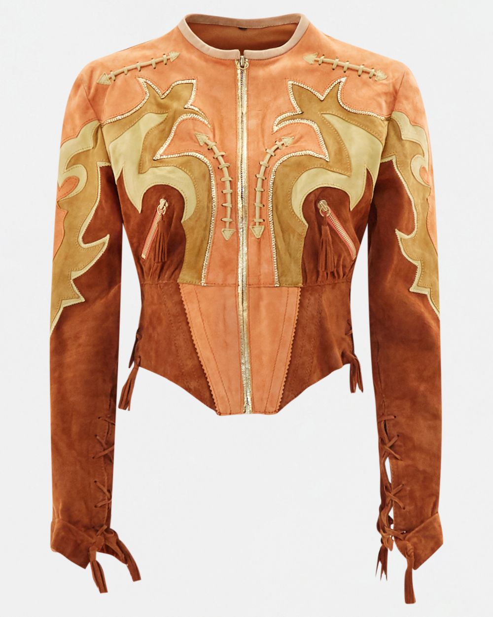 Roberto Cavalli S/S 2004 lace-up corset suede crop jacket