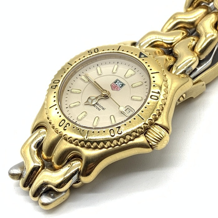 美品✨ タグホイヤー WE1420 金文字盤 ユニセックス クォーツ デイト