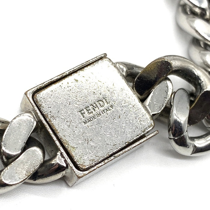 FENDI フェンディ FFロゴ 喜平チェーンネックレス パラジウム ゴールド