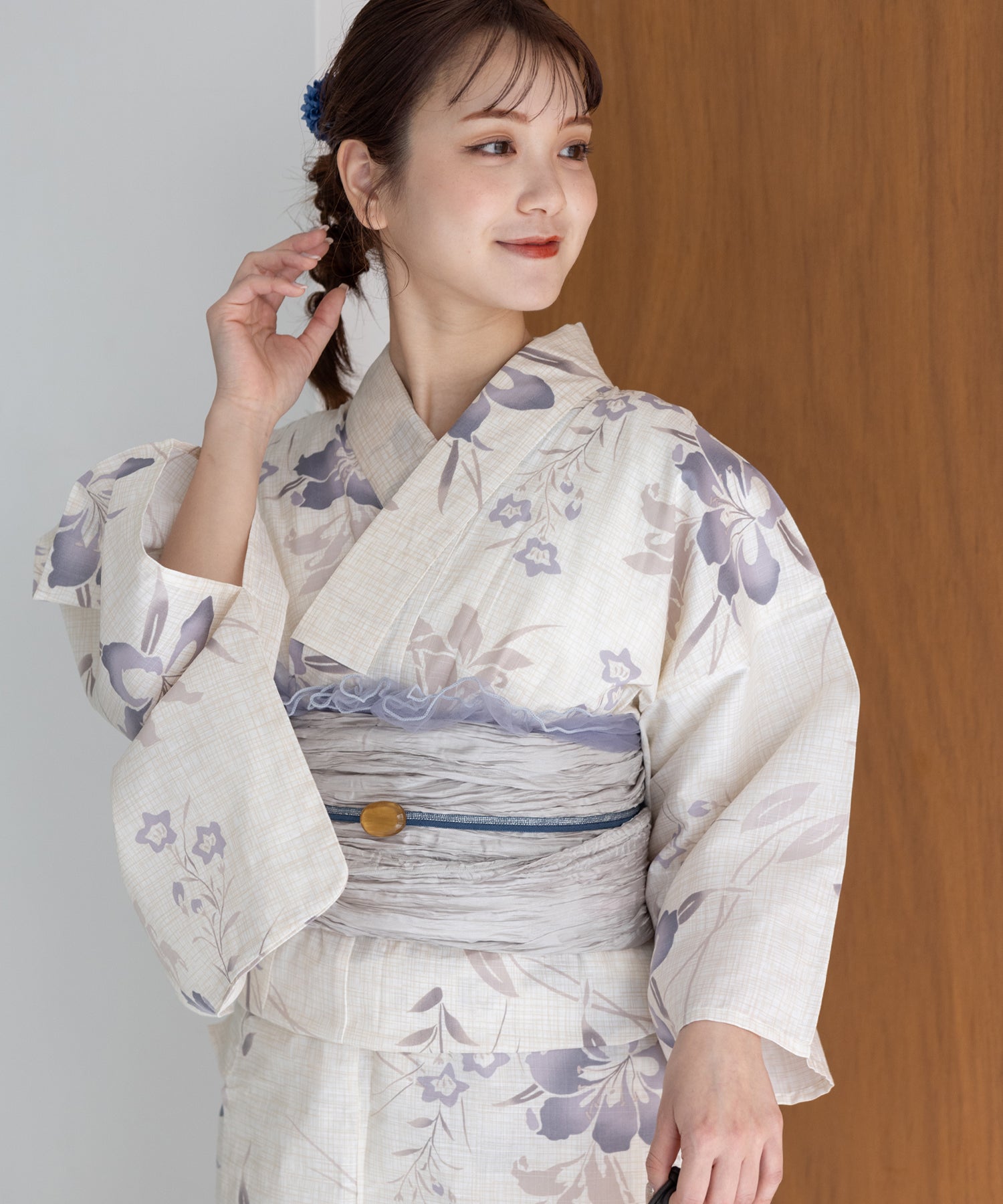 こだわり浴衣5点セット (浴衣/帯/下駄/腰紐/着付け冊子) 変わり織生地