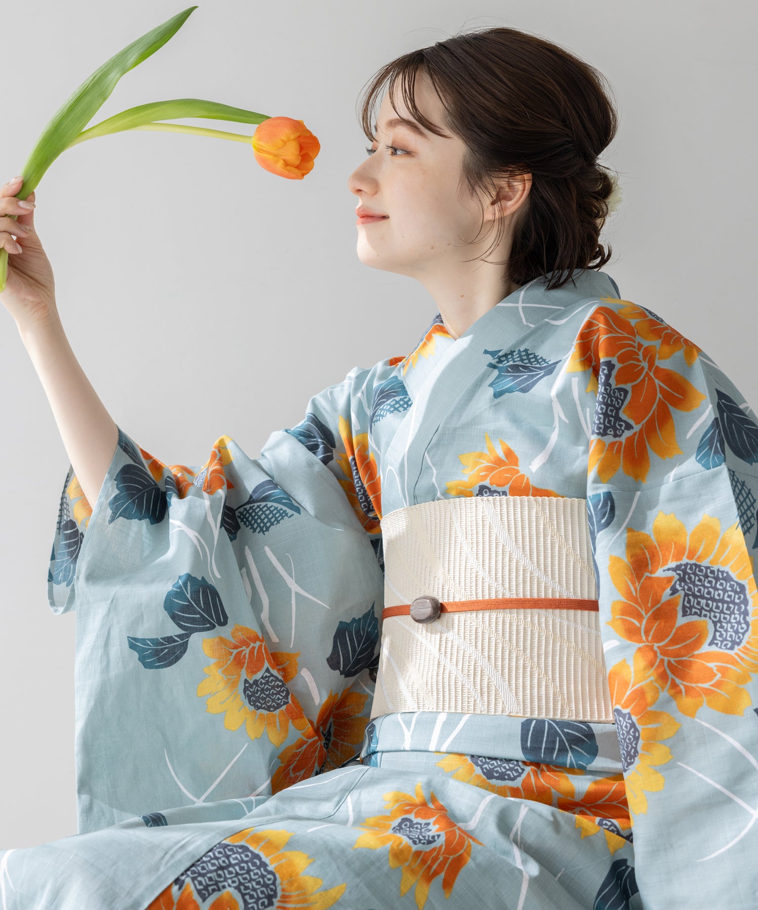 こだわり浴衣5点セット (浴衣/帯/下駄/腰紐/着付け冊子) 変わり織生地