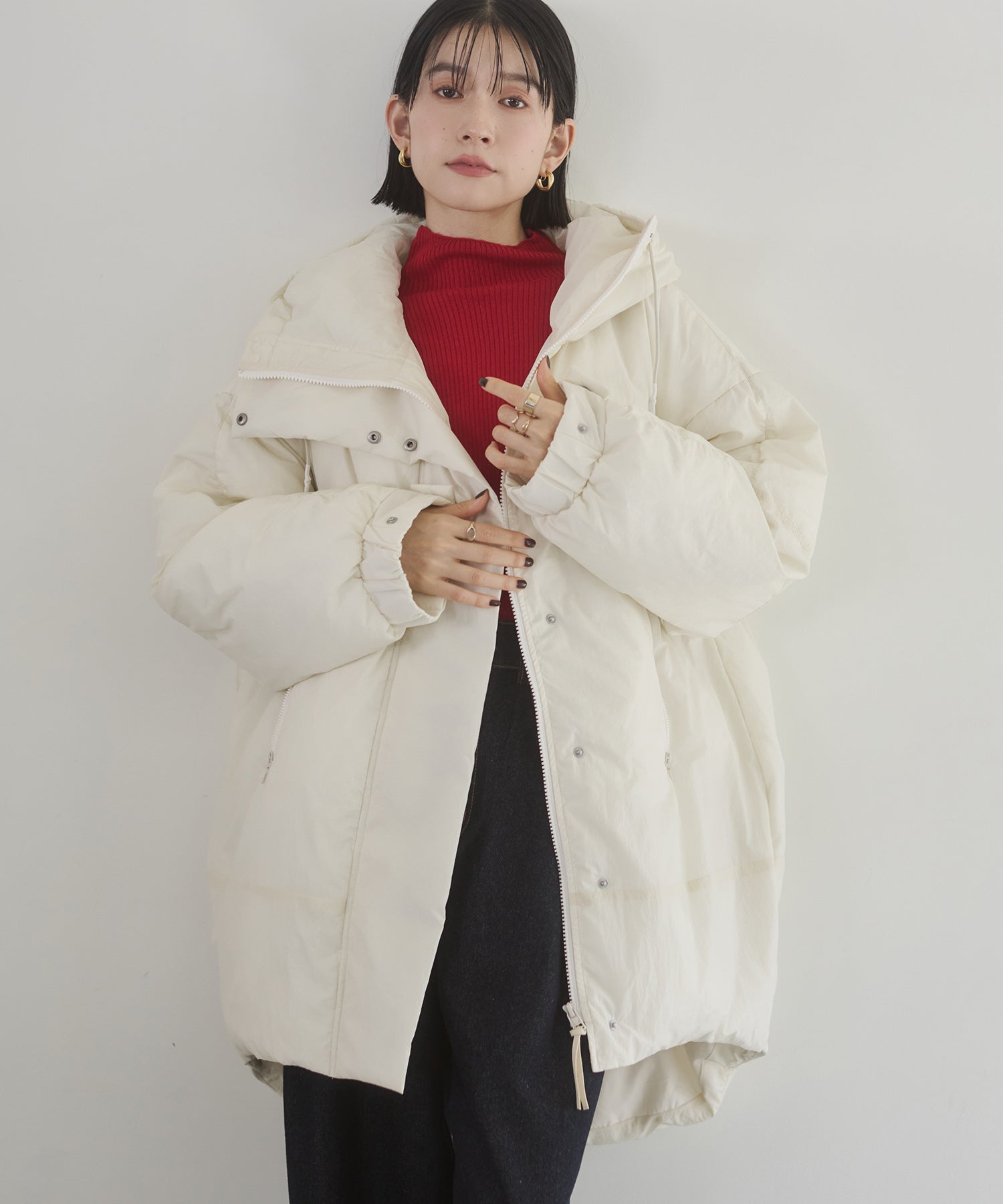 中綿 ワッシャーナイロン(撥水)ミディアムコート