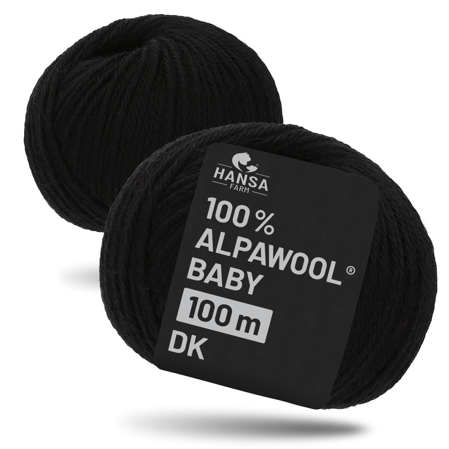Alpawool® Baby 100 DK NB15 - 2x50g Alpaca Wool Black undyed