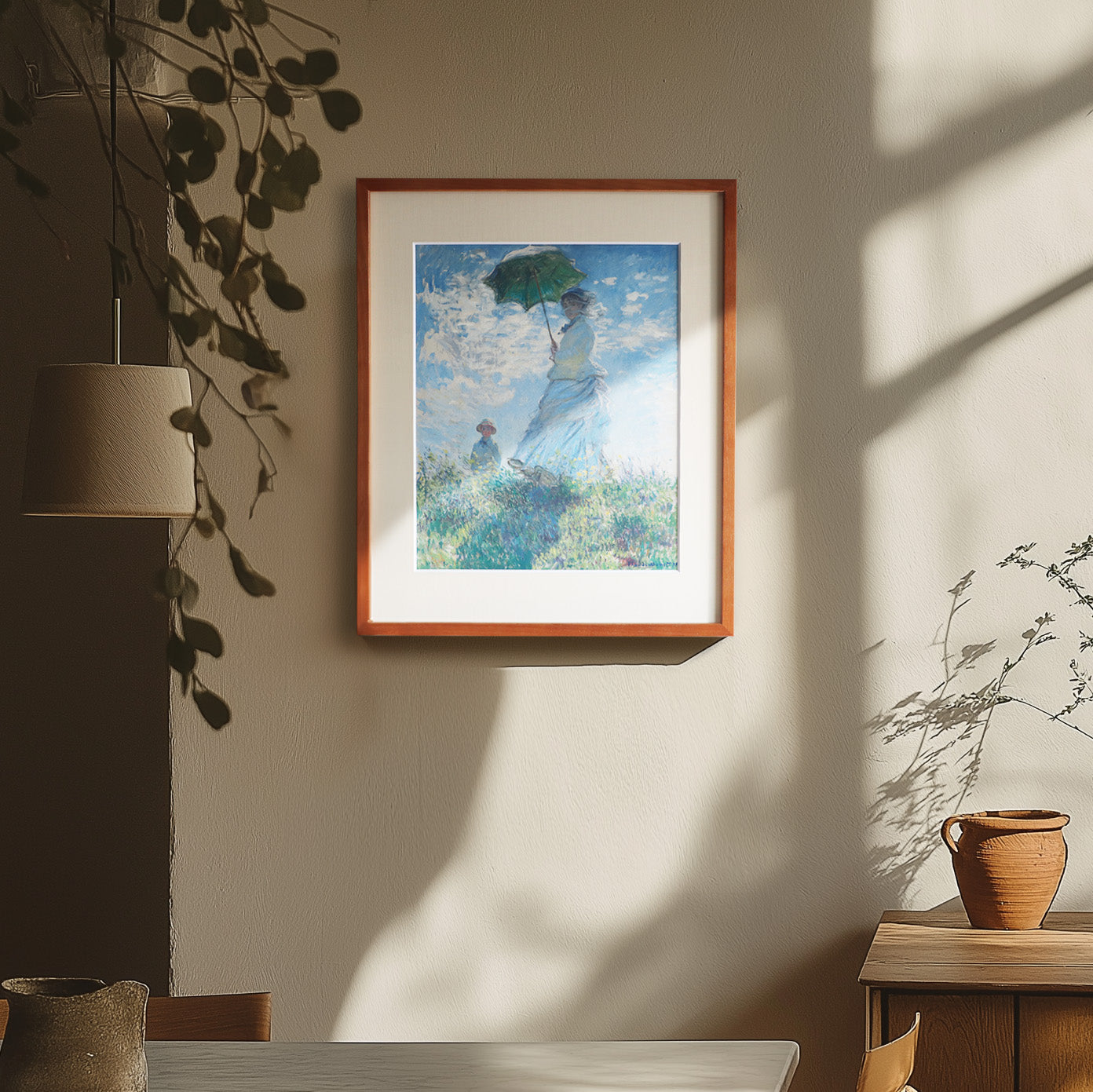 クロード・モネ 「散歩、日傘をさす女性」アートポスター（フレーム