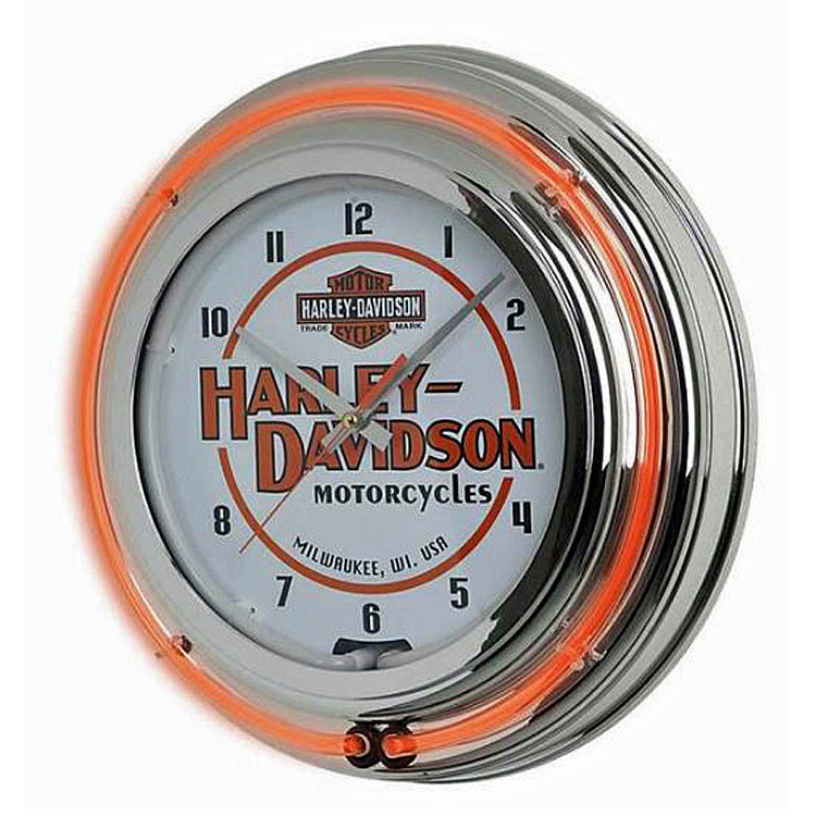 Harley-Davidson® Double Neon Wall Clock | Long Bar & Shield