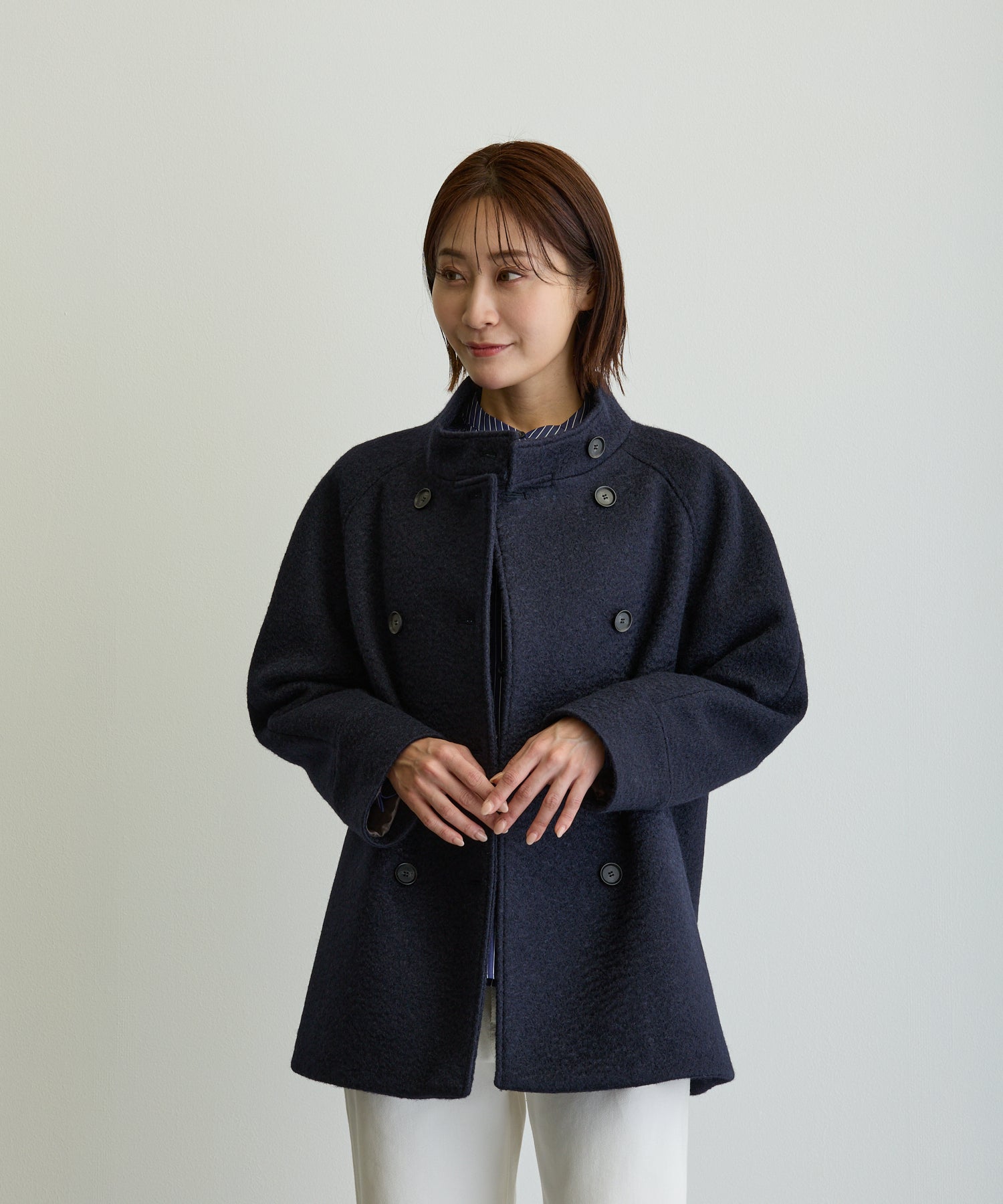 スタンドカラーハーフPコート/ネイビー【日本製】 – Ifemelu