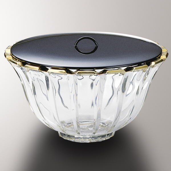 茶器/茶道具 水指（水差し）/平水指】 ガラス（硝子） 末広金縁 長寿作