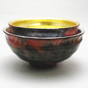 茶器/茶道具 抹茶茶碗】 嶋台茶碗（島台茶碗） 川崎和楽作 楽焼き（赤