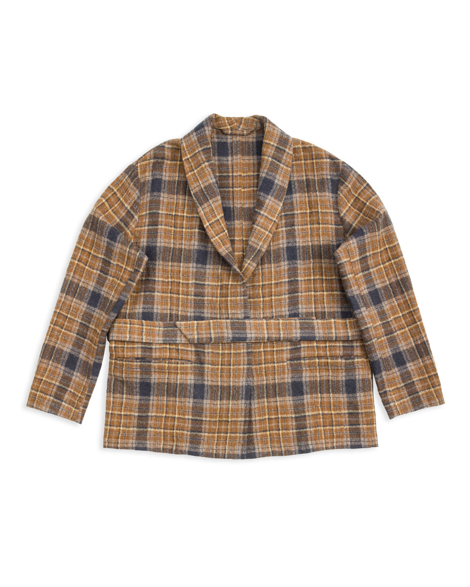 De Bonne Facture Cardigan Jacket - Chestnut Check Crepe – Standard