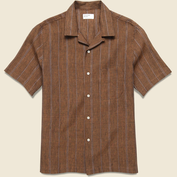 Stripe Linen Road Shirt - Brown