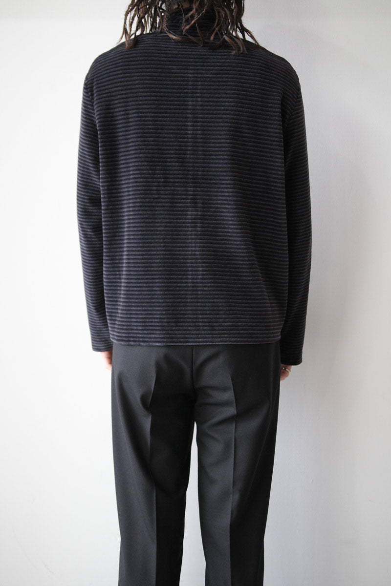 OUR LEGACY | SHRUNKEN FULLZIP POLO / PHANTOM STRIPE VELOUR