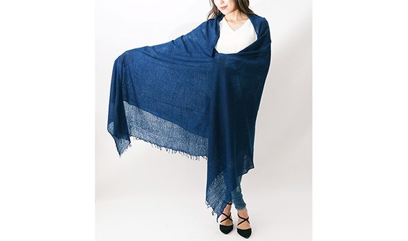 手織りパシュミナストール 大判ーインディゴー – Makuake STORE