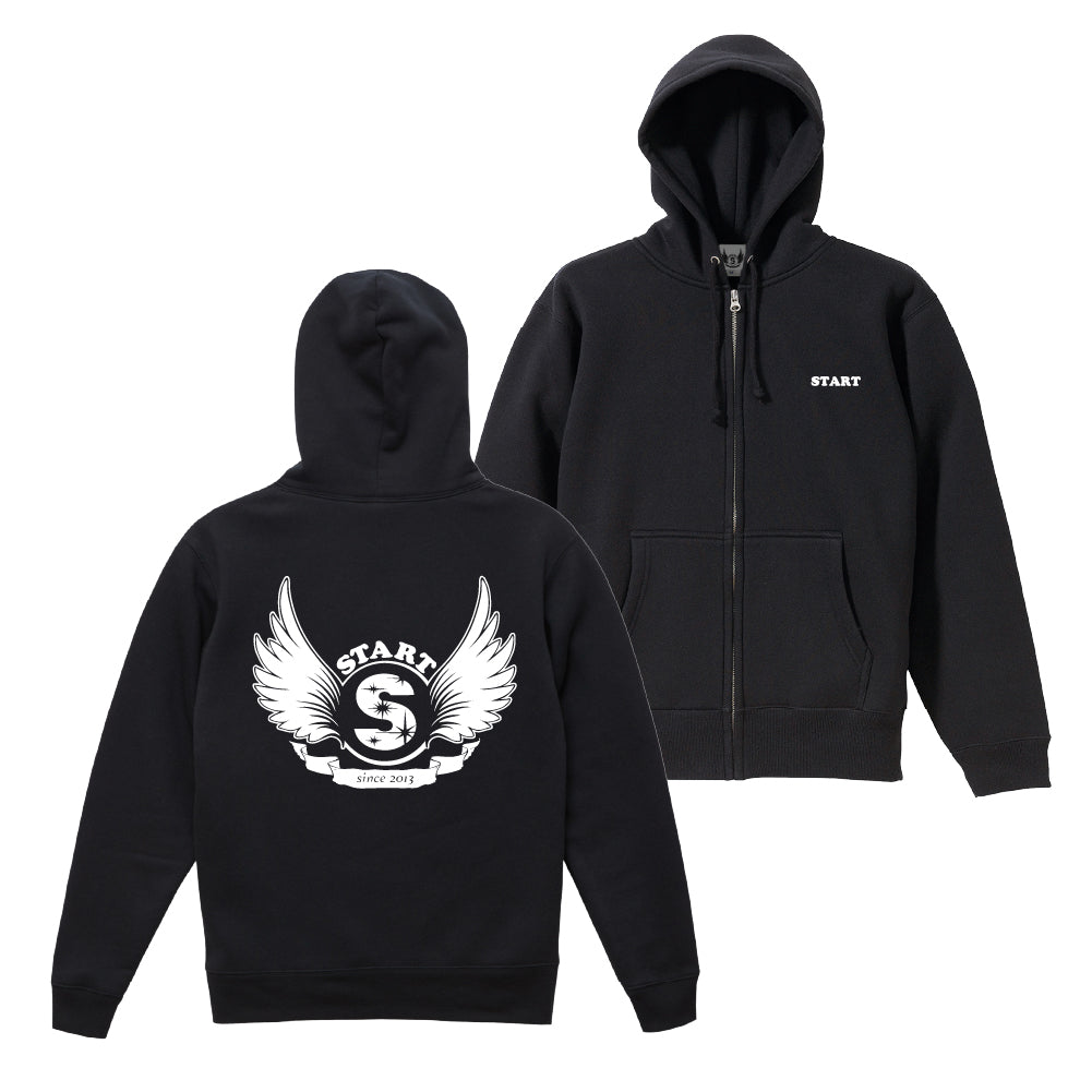 ラスト1枚！サイズM】羽根ロゴ ジップパーカー(裏起毛) / 黒 – START