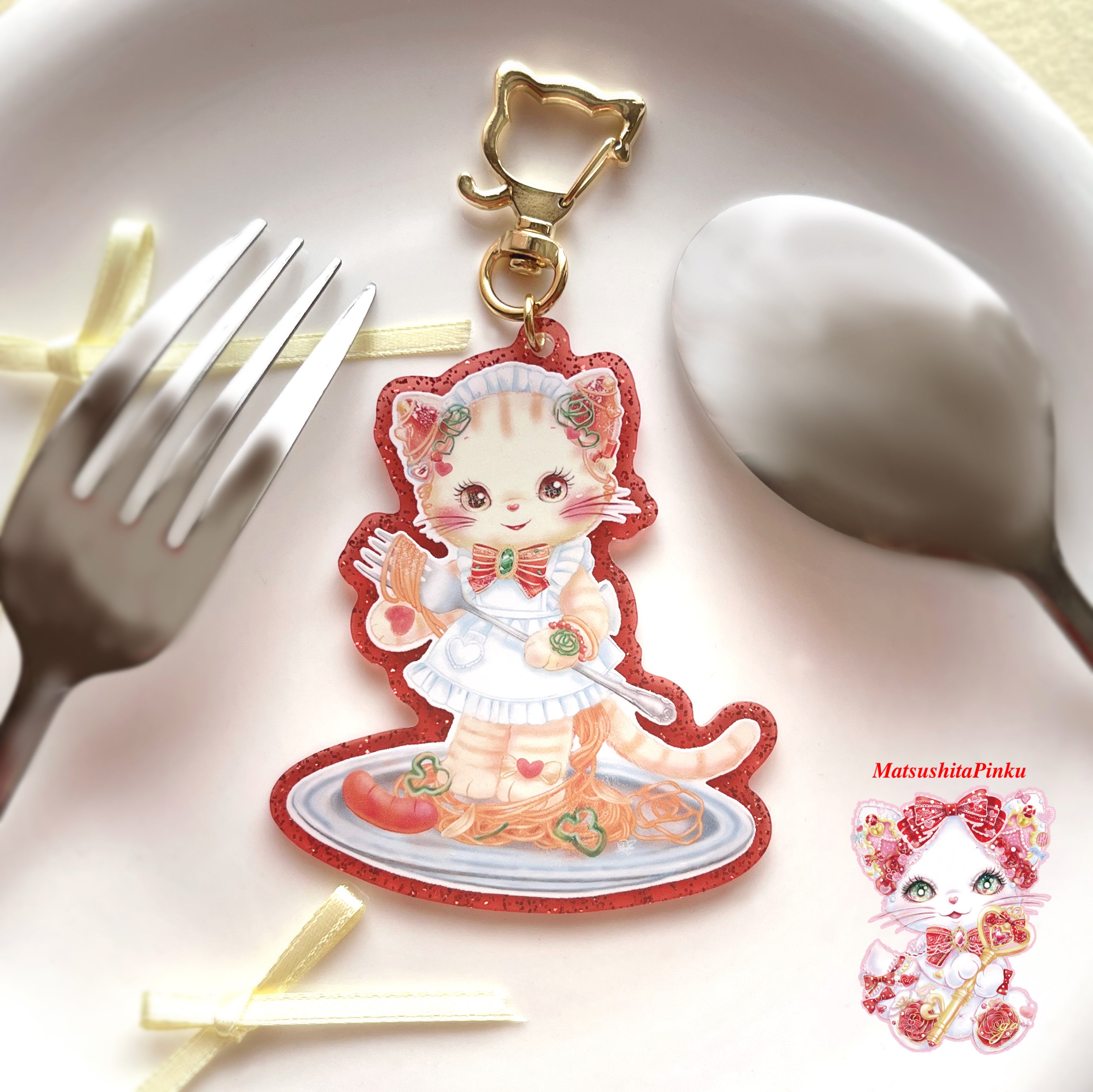 キラキラ夢とラメいっぱいお姫様のための特別な猫のお守り（アクリル