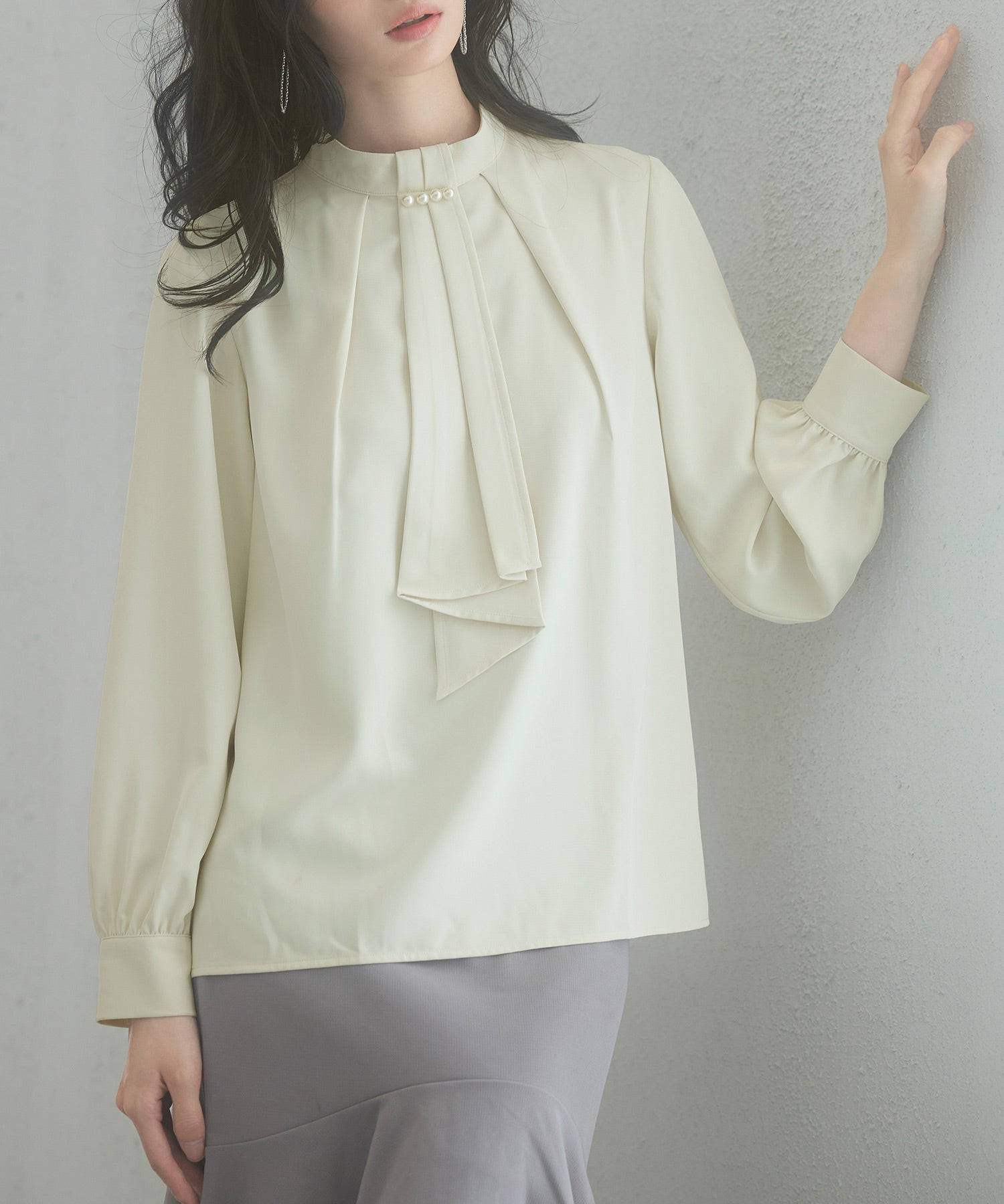 スタンドカラー長袖ブラウスsdp0199b アイボリー – [公式]SAISON DE