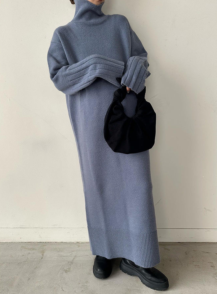 フィンガータートルニットロングワンピース【by SON】 – SELECT MOCA
