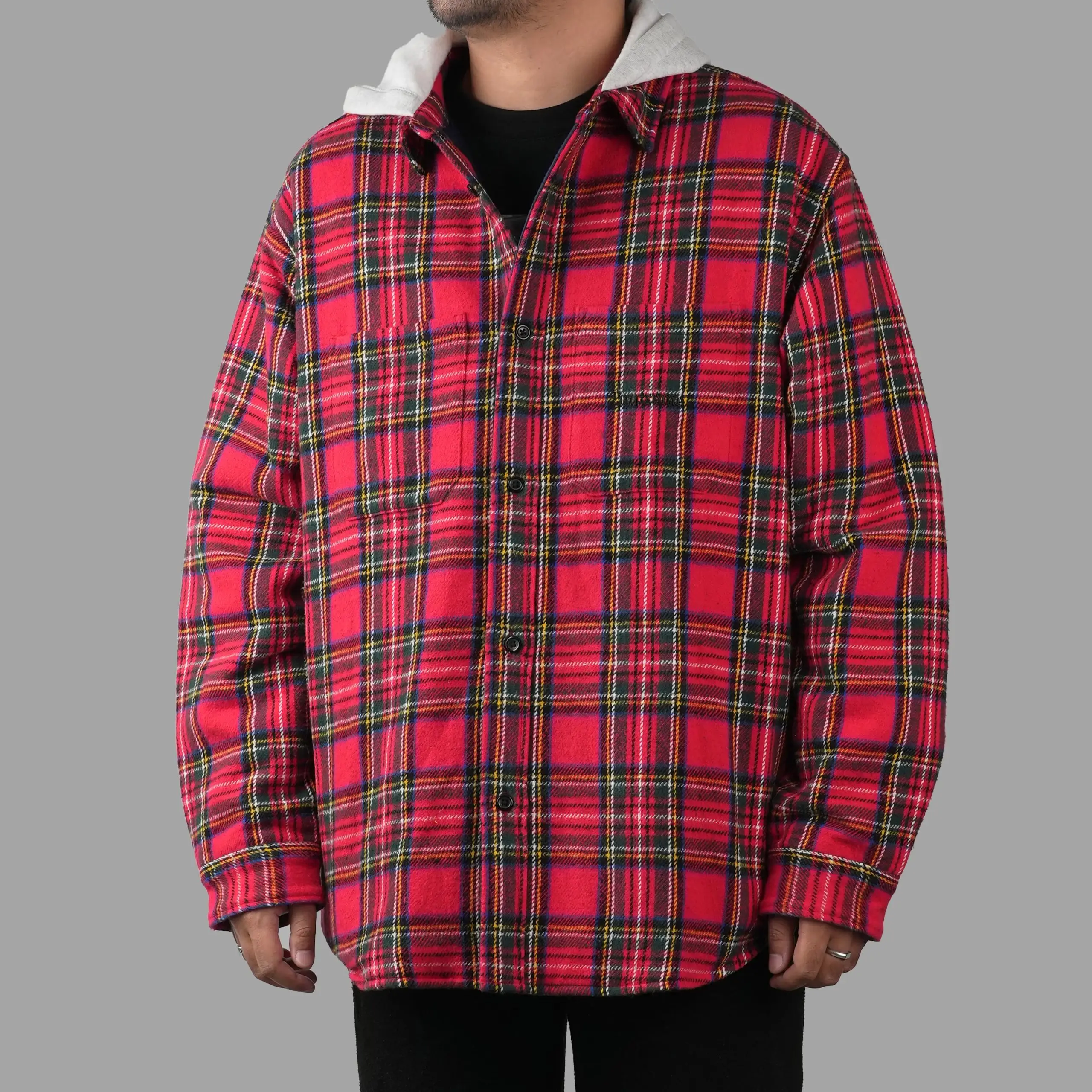 Supreme Tartan Flannel Hooded Shirt Red | Senikersku