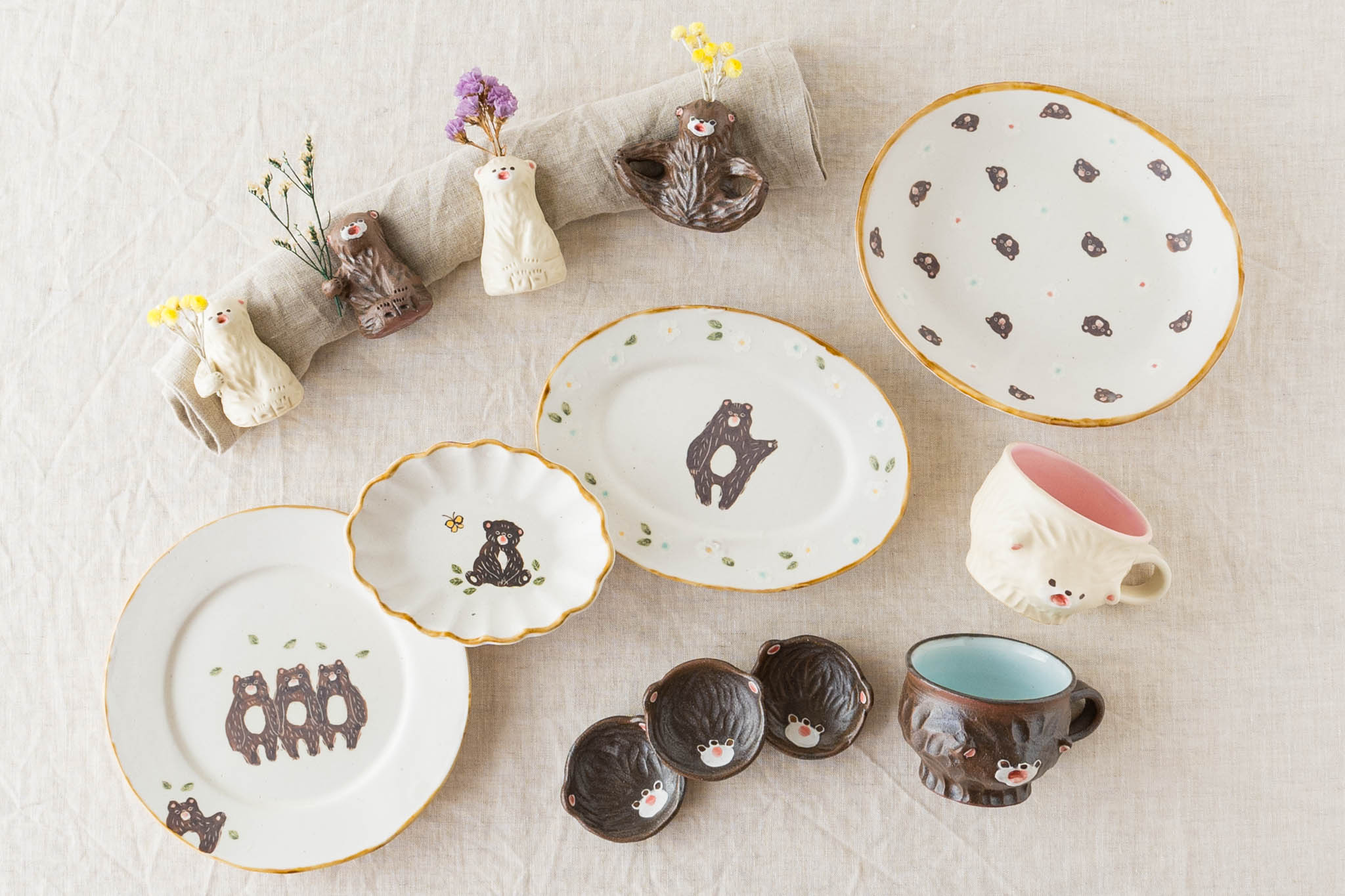 加藤美紀子 器 プレート ボウル くま 陶芸作家 加藤美紀子 クマ型リム