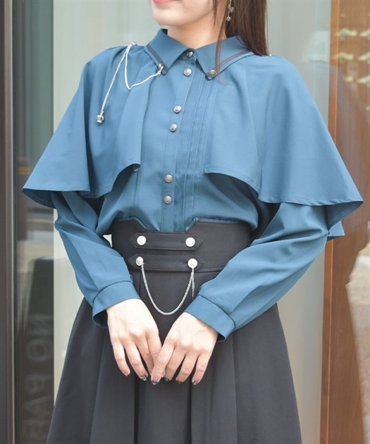 連釦×チェーン付ケープ風ブラウス | axes femme | axes femme online shop