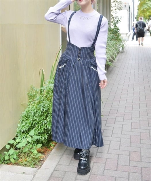 サス付プチローズ刺繍スカート | axes femme online shop