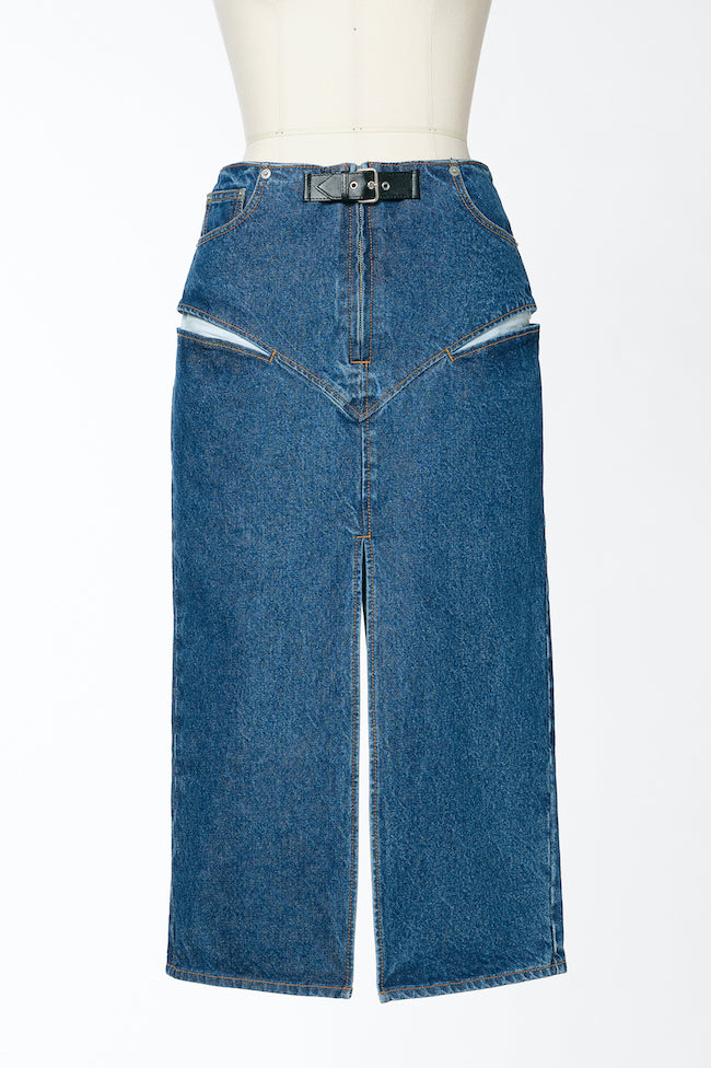 CUT-OUT DENIM MIDI SKIRT – FETICO Official Online Shop