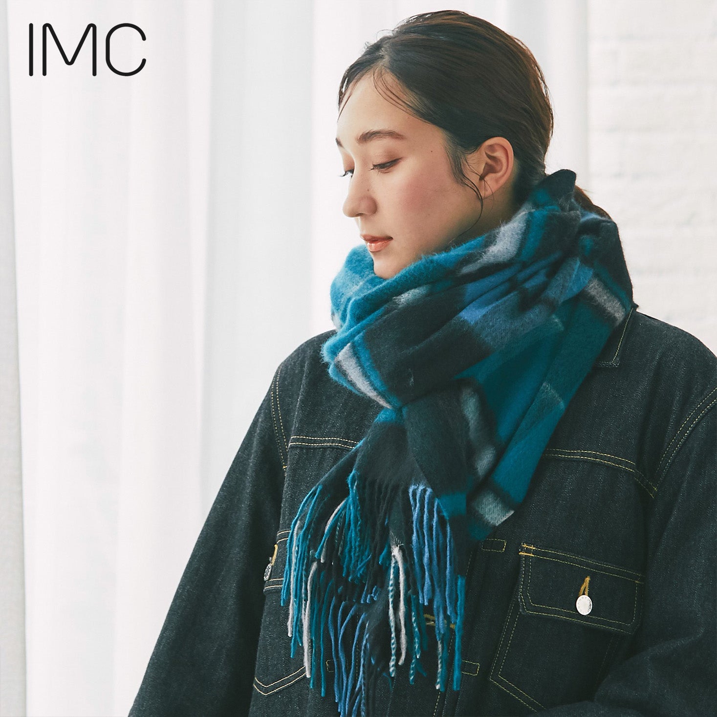 カシミヤ大判ストール チェック柄 チェックグリーン – INTERMODE KAWABE