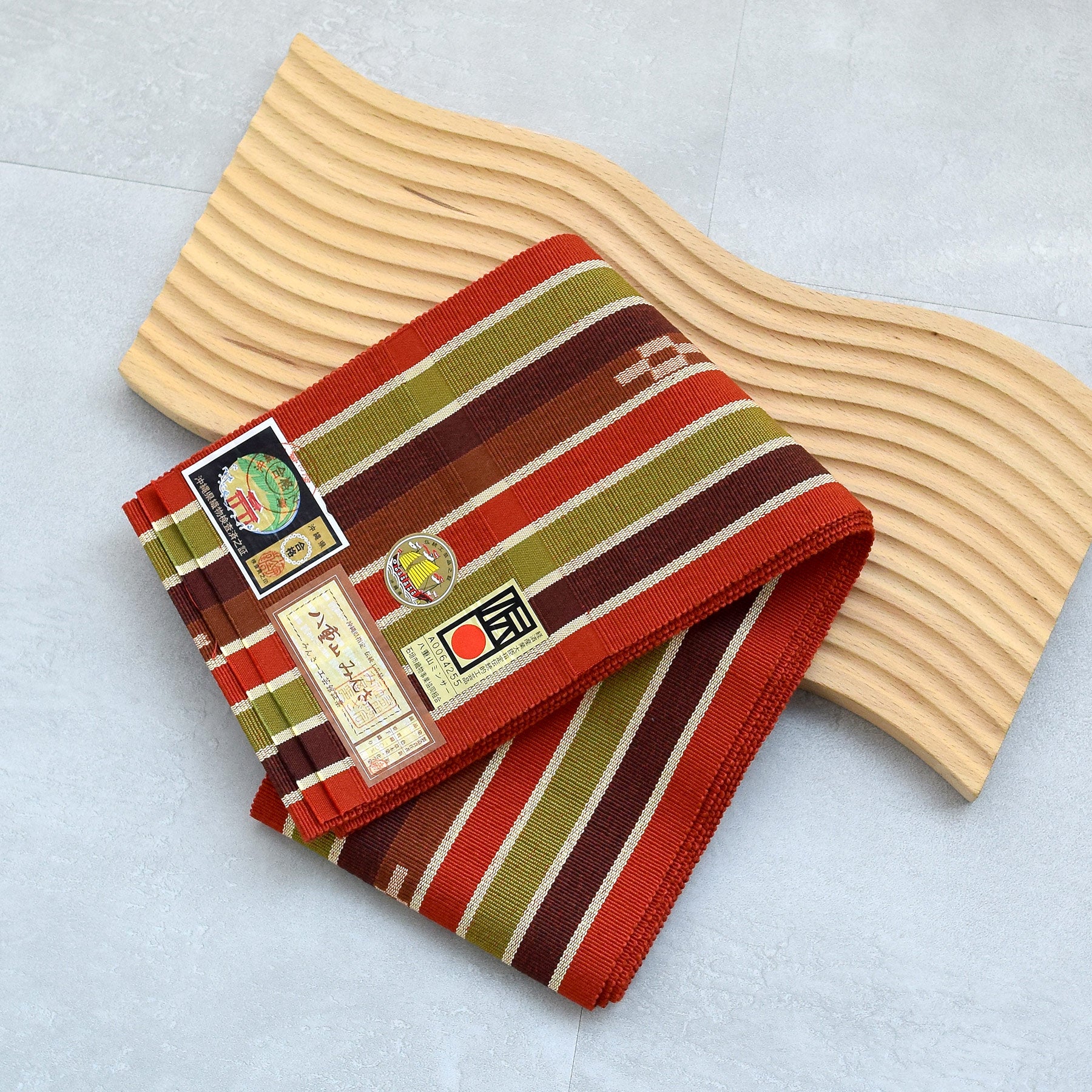 半幅帯 八重山みんさー 草木染 赤色】帯単品 手織り 沖縄県指定伝統