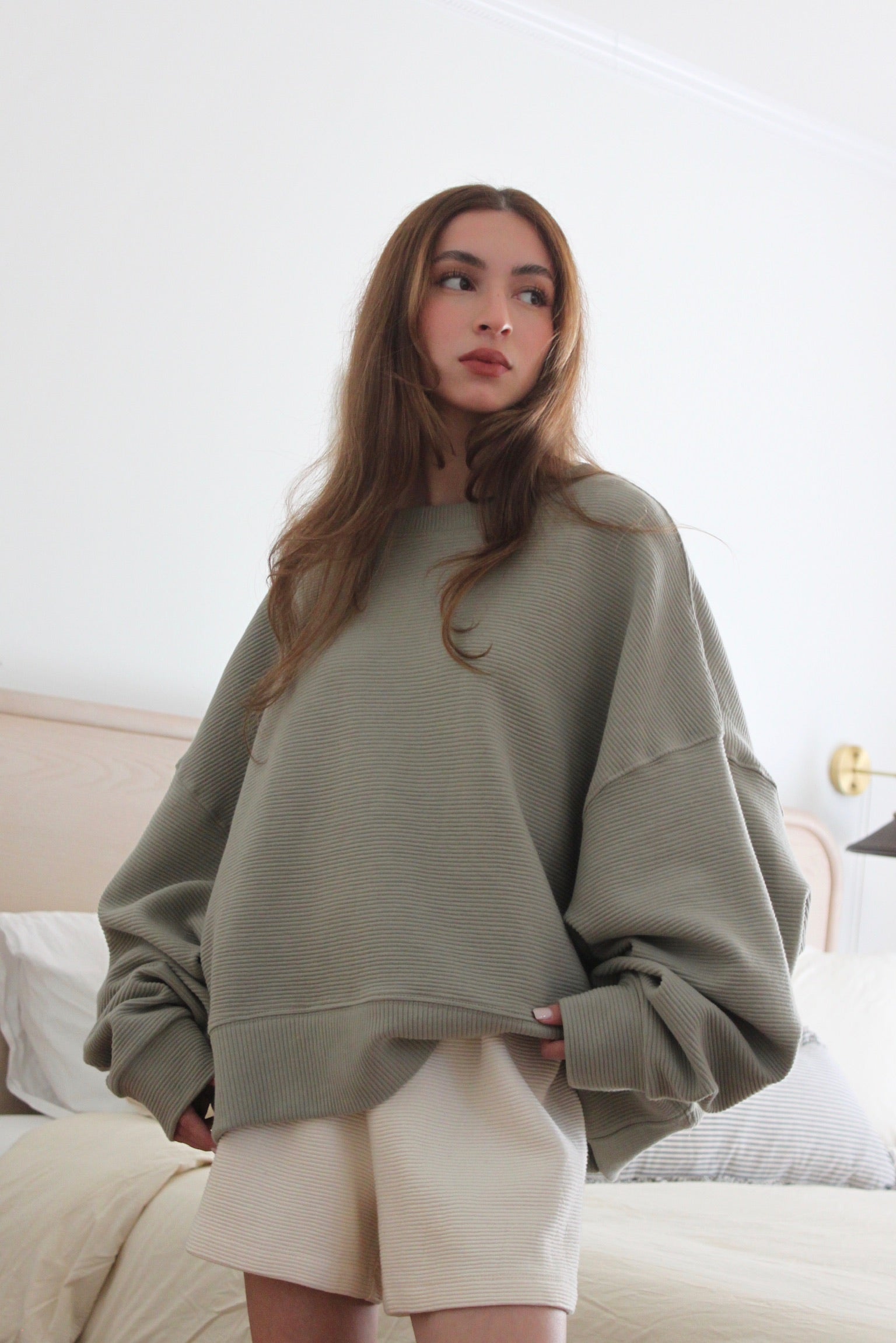 Margot Rippled Cotton Cropped Sweatshirt – NA NIN