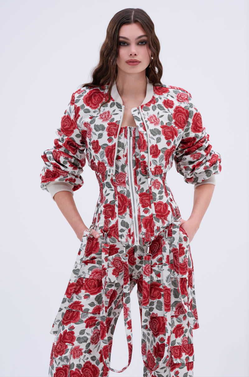 FULL OF ROSES CROPPED BOMBER – AKIRA