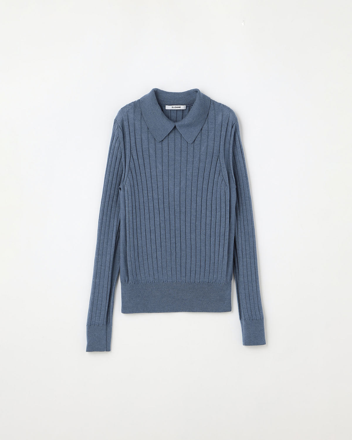 18Gワイドリブ エクストラファインメリノウール×シルク 襟付きプル