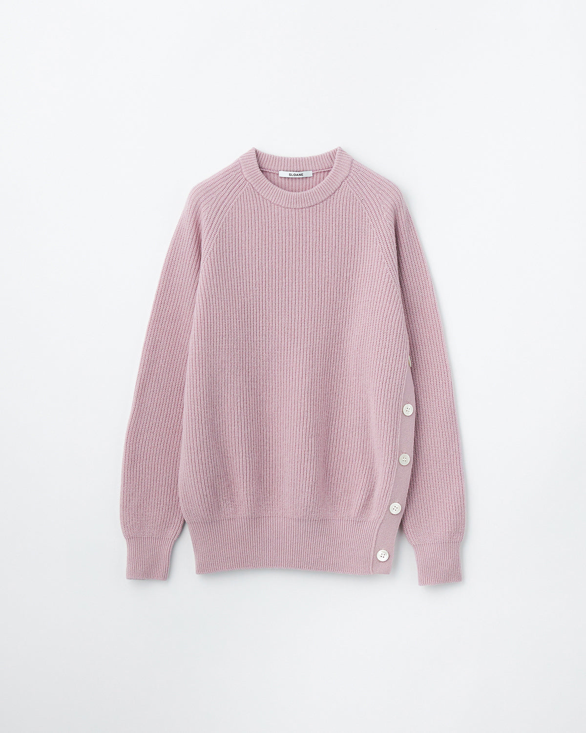 UNISEX】7G片畦編み ファインメリノウール サイド釦クルーネック SL9W-712